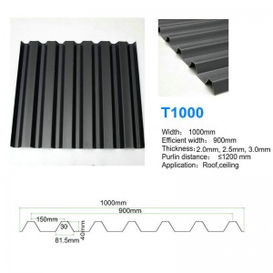 T1000 fekete magas csúcsú ASA PVC UPVC tetőcserép Jó vízálló tetőlap
