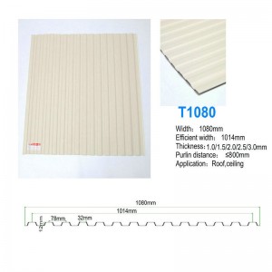 T1080 Fehér PVC fali panel műanyag trapéz deszkás hullámlemez